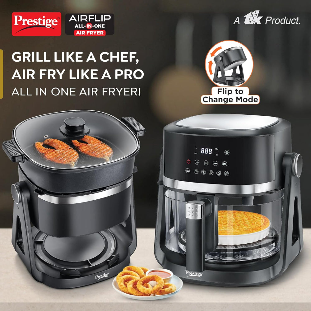 Prestige Air Flip All-In-One 4.5 Litre Air Fryer | Air Frying and Grilling with a Flip | 5 Preset Menu | Black