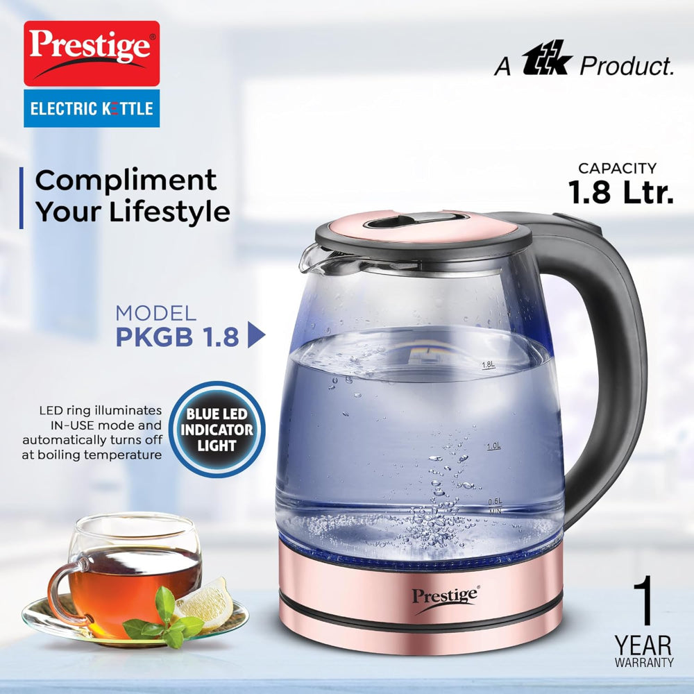 Prestige Borosilicate Glass PKGB 1.8 Litre Electric Kettle | Transparent