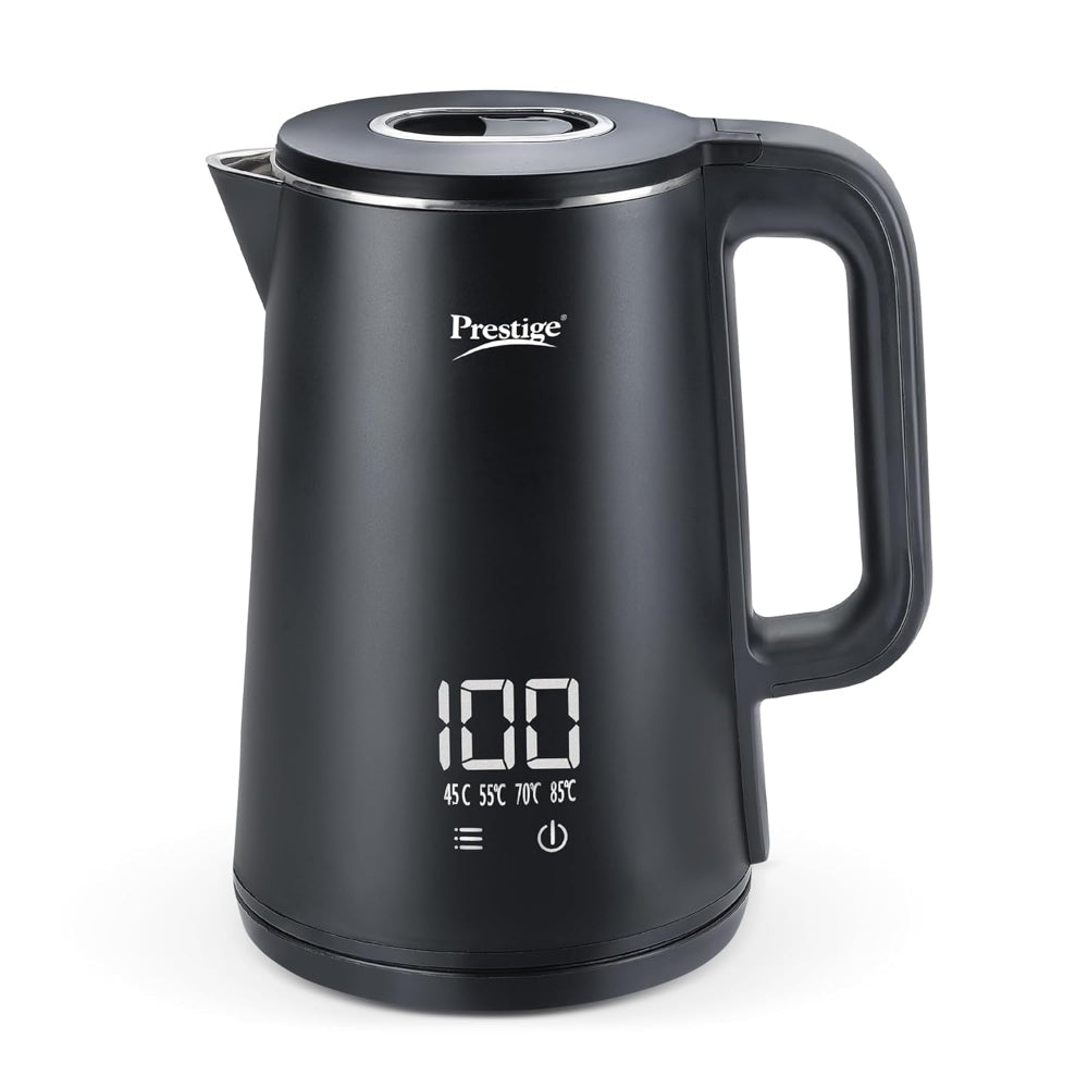 Prestige Stainless Steel Digi 2 Litre 1350 Watts Kettle with 4 Preset Modes | Live Temperature Display | Black