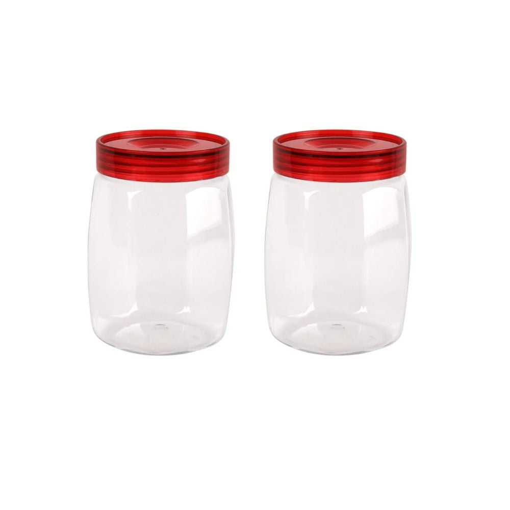 Cello Cookie Oval Plastic Storage Jar with Lid | Transparent | Set of 2 Pcs