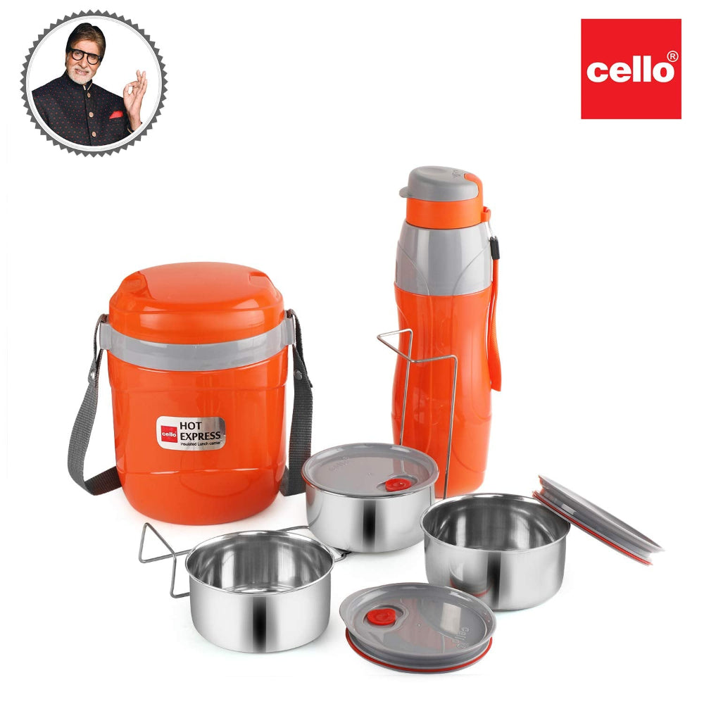 Cello Lunch Express Insulated Tiffin and Water Bottle Combo | Set of 2 Pcs