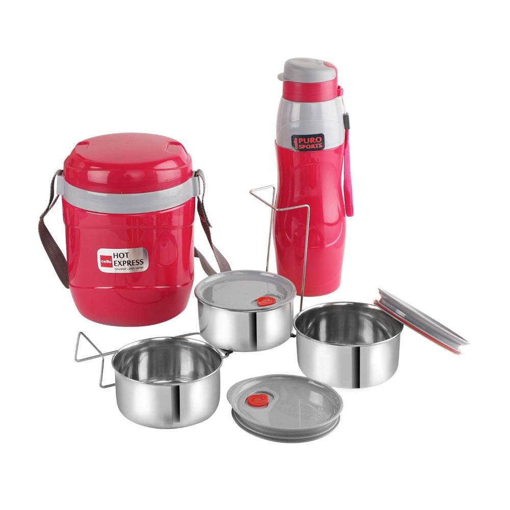 Cello Lunch Express Insulated Tiffin and Water Bottle Combo | Set of 2 Pcs