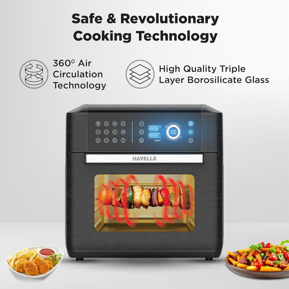 Havells Avanza 1700 Watt Air Oven | 15 Litre Family Capacity | 14 Pre-Set Functions | Black