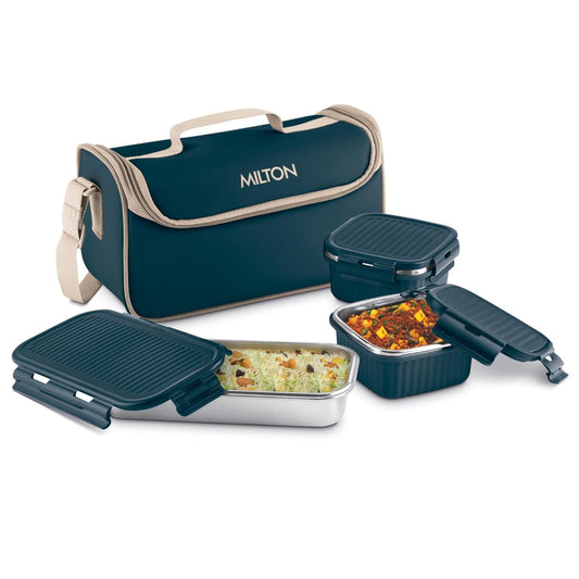 Milton Lush Lunch Box with 3 Containers | Stylish Durable Jacket | Microwave Safe
