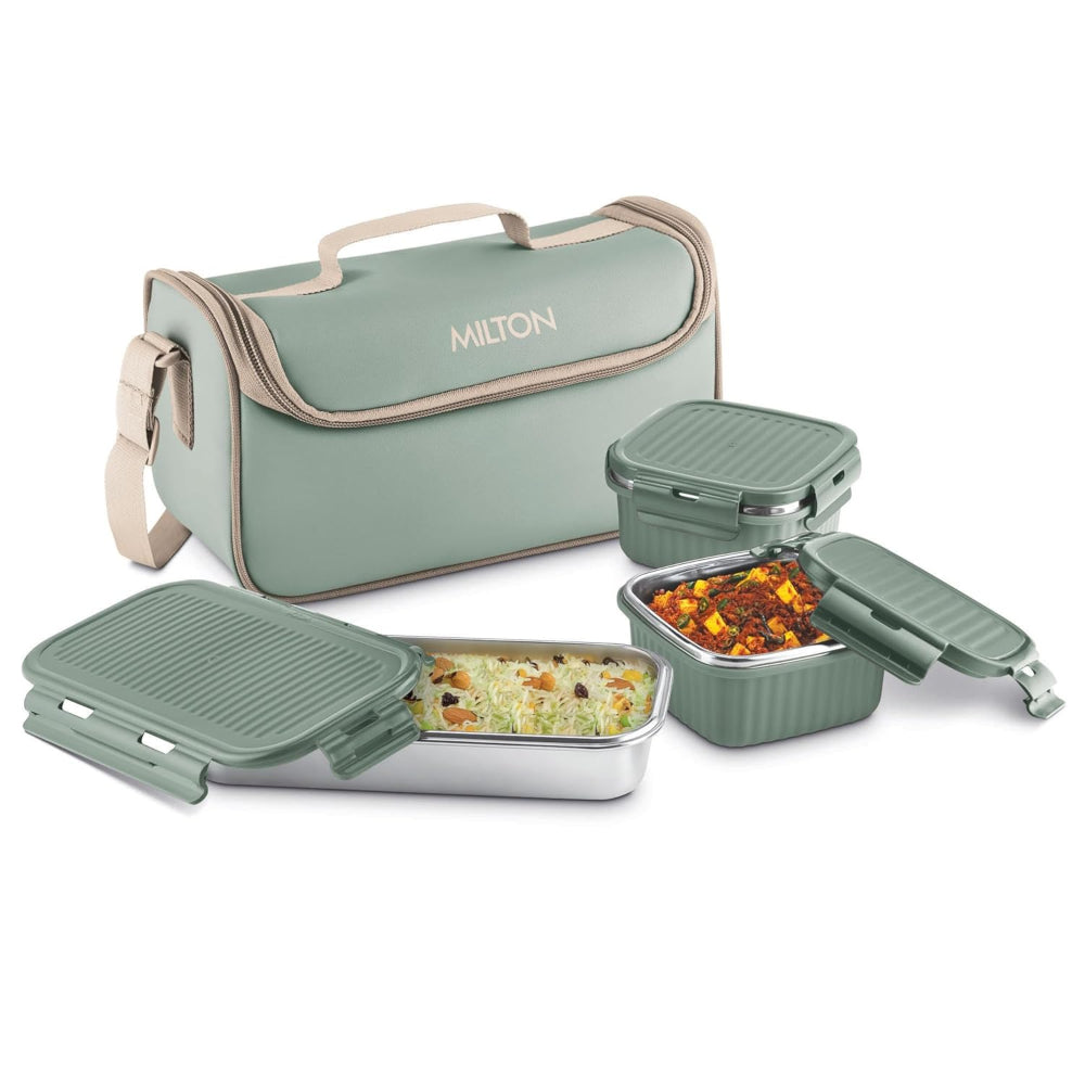 Milton Lush Lunch Box with 3 Containers | Stylish Durable Jacket | Microwave Safe