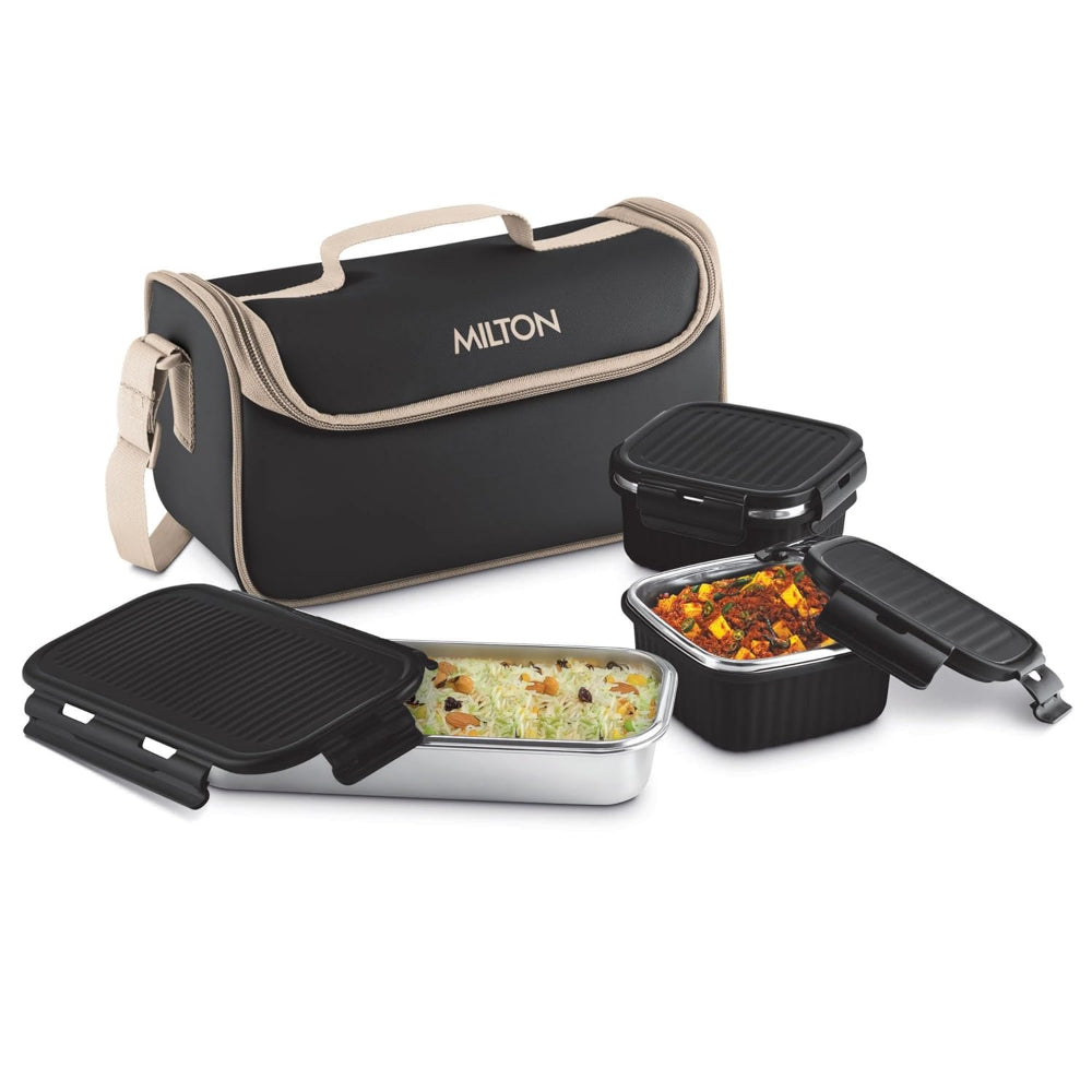 Milton Lush Lunch Box with 3 Containers | Stylish Durable Jacket | Microwave Safe