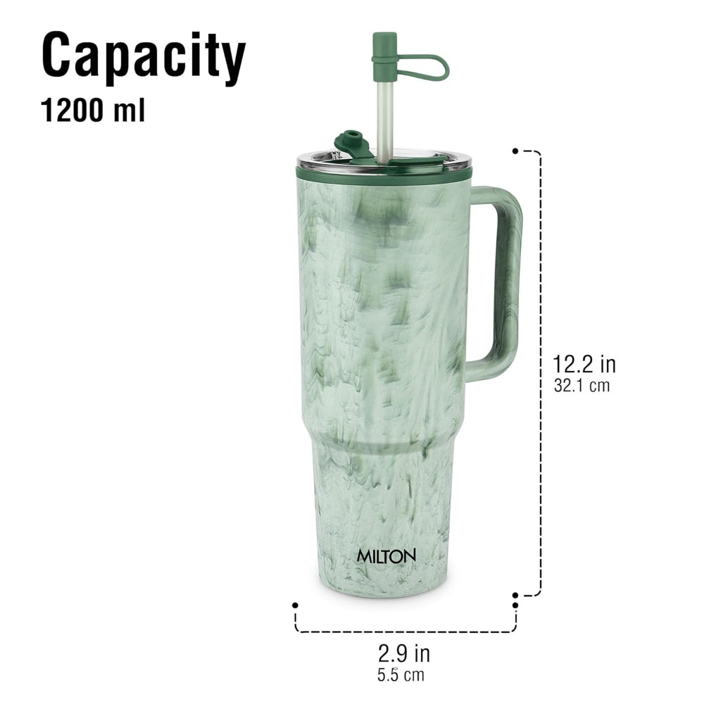 Milton Plastic Puris On the Go 1200 ML Tumbler with 2-in-1 Lid | Sip or Gulp | 1 Pc