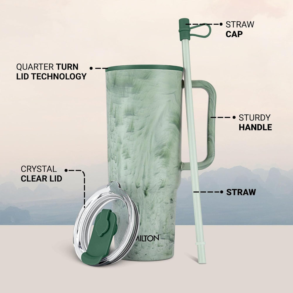 Milton Plastic Puris On the Go 1200 ML Tumbler with 2-in-1 Lid | Sip or Gulp | 1 Pc