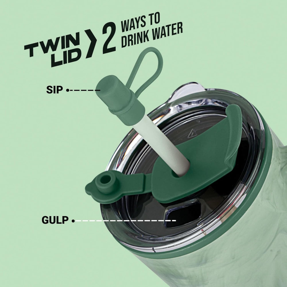 Milton Plastic Puris On the Go 1200 ML Tumbler with 2-in-1 Lid | Sip or Gulp | 1 Pc