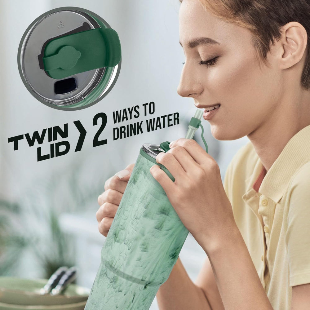Milton Plastic Puris On the Go 1200 ML Tumbler with 2-in-1 Lid | Sip or Gulp | 1 Pc