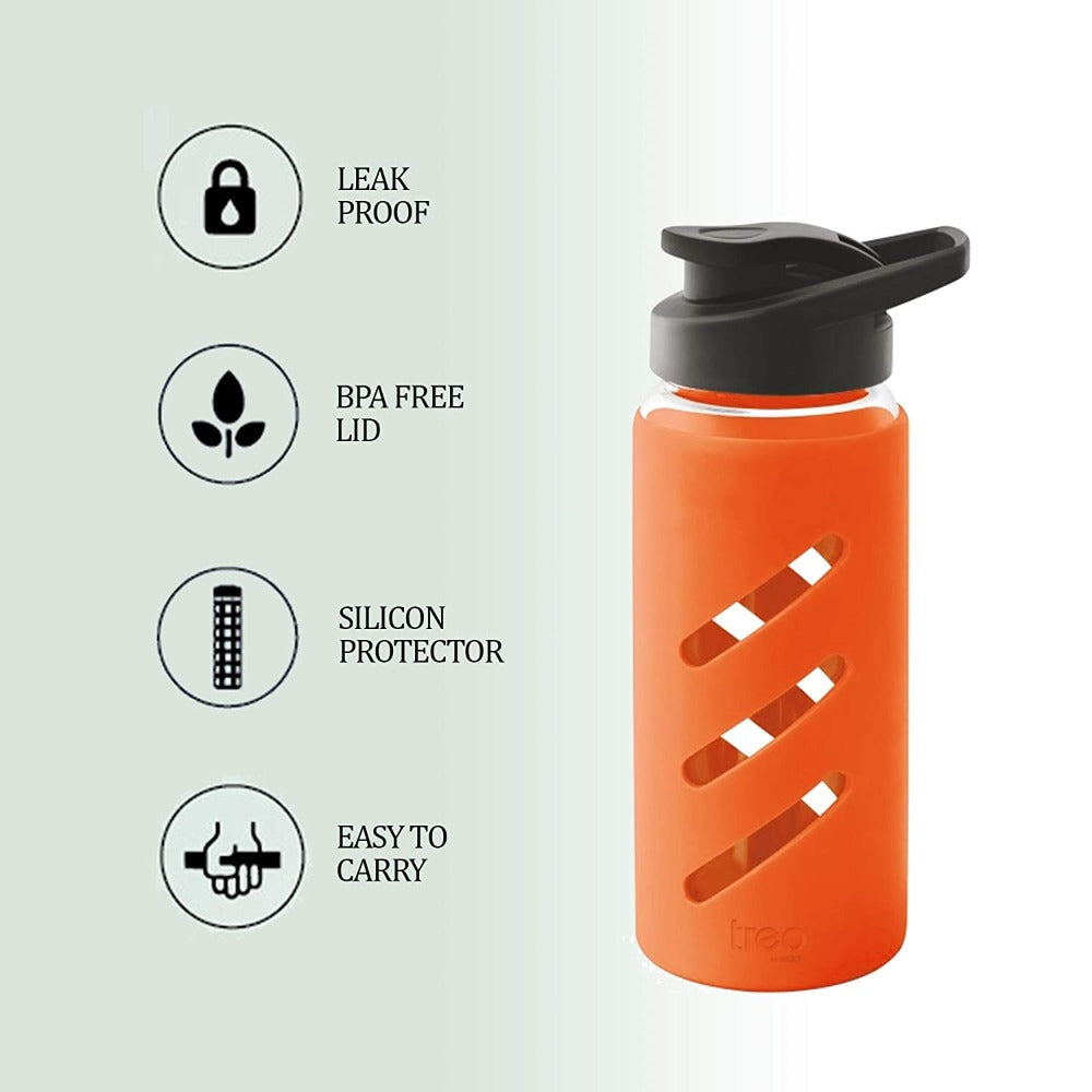 Treo Proteger Borosilicate Glass Bottle with Silicon Protector | 1 Pc