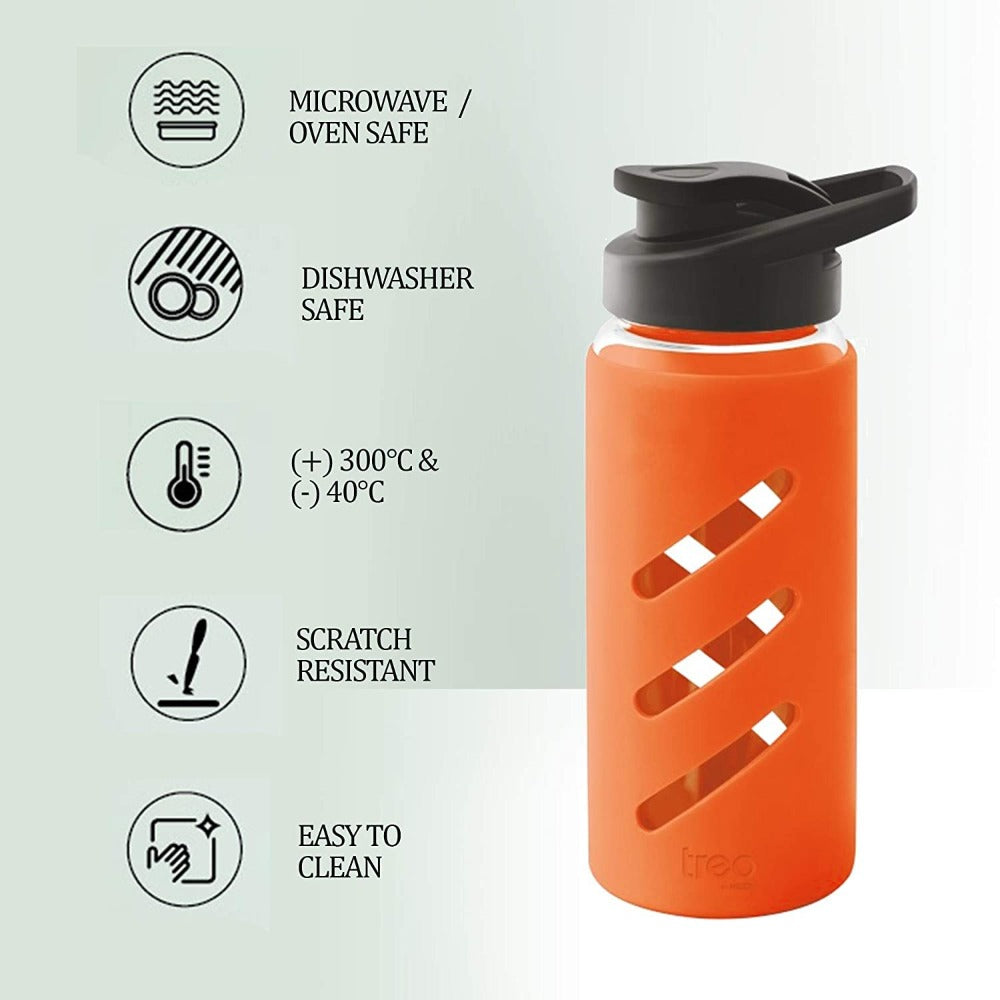 Treo Proteger Borosilicate Glass Bottle with Silicon Protector | 1 Pc