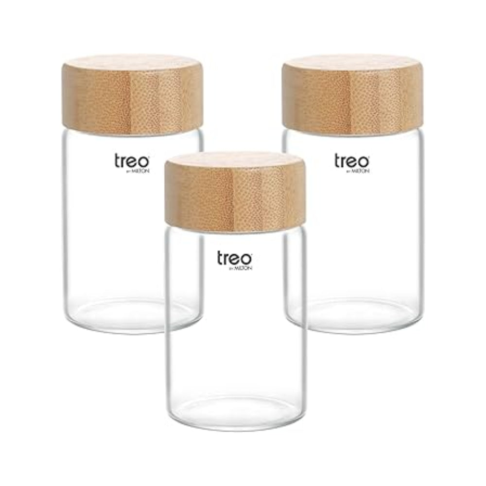 Treo Borosilicate Round Mini Jar | Transparent | Set of 3 Pcs