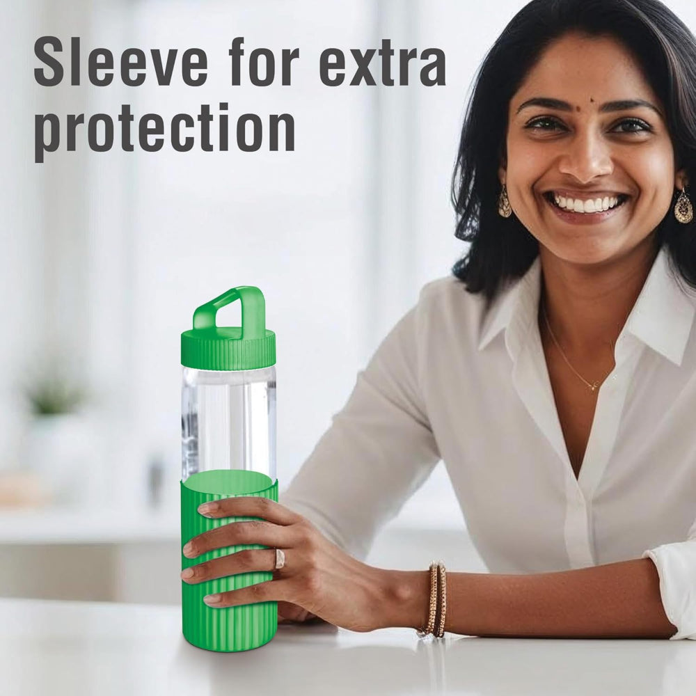 Treo Armor 700 ML Borosilicate Glass Water Bottle with Silicone Sleeve | 1 Pc