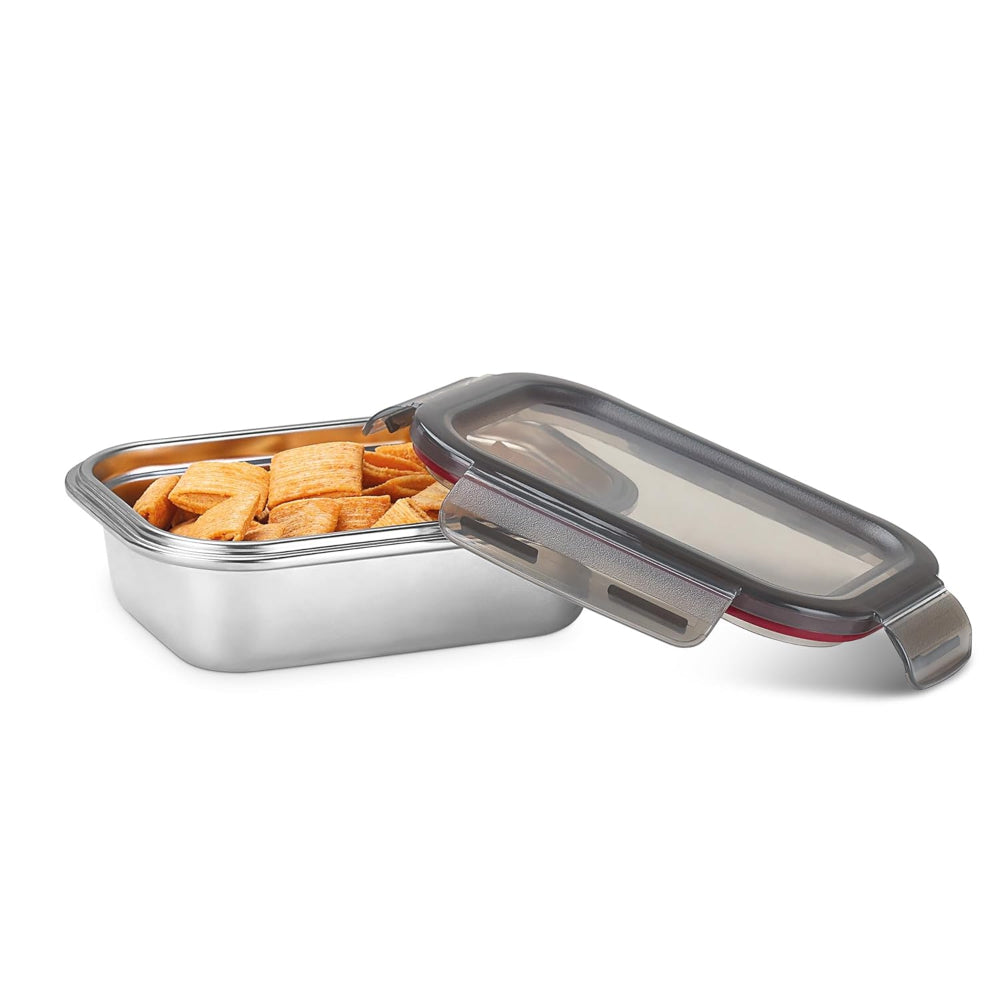 Milton Modulo Stainless Steel Rectangular Container with Lock Lid | Microwave & Oven safe | 1 Pc