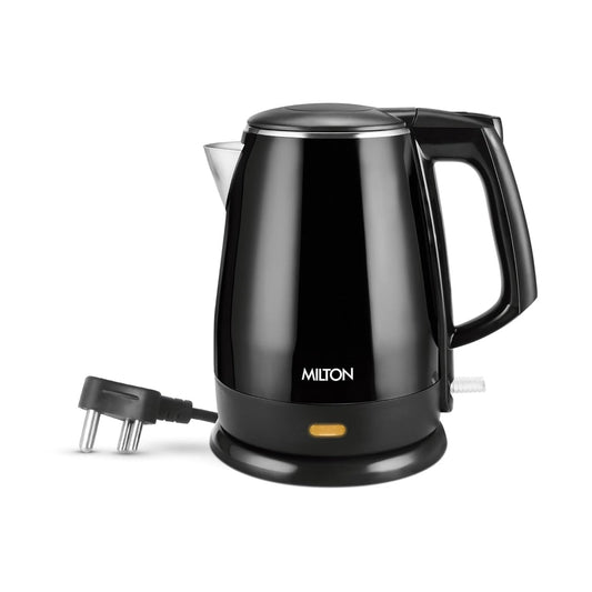 Milton Euroline Riga Electric 1.5 Litre 1500 Watts Stainless Steel Electric Kettle | Black