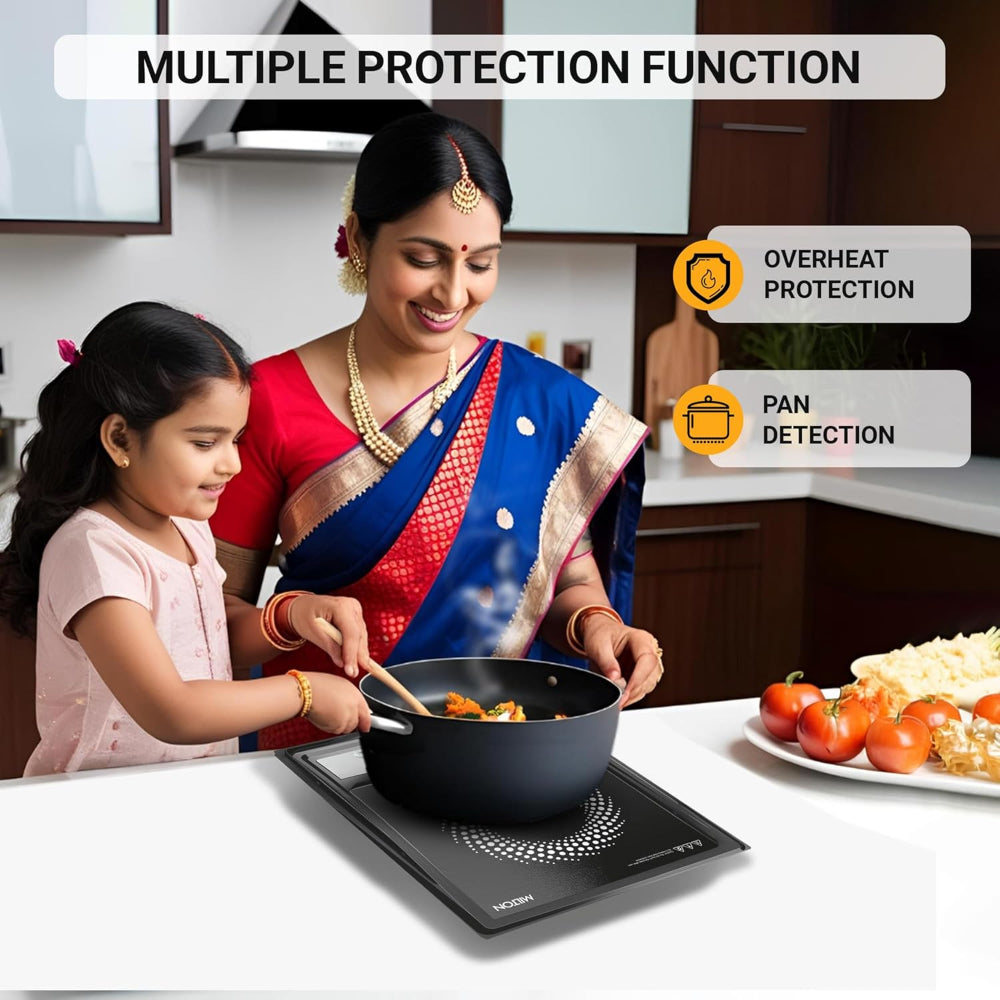 Milton Elio 14.0 1400 Watts Portable Induction Cooktop | 5KV Surge Protection | Black