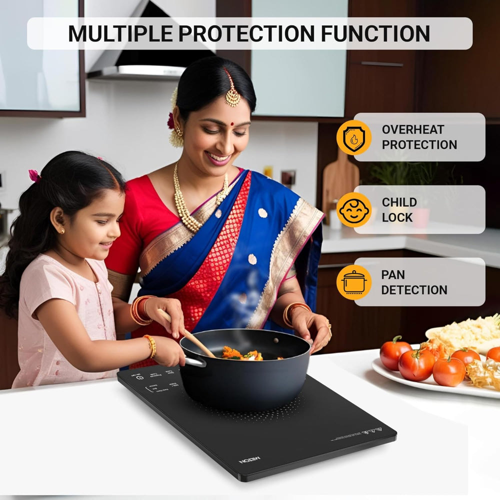 Milton Elio Elite 21.0 2100 Watts Portable Induction Cooktop | 5KV Surge Protection | Black