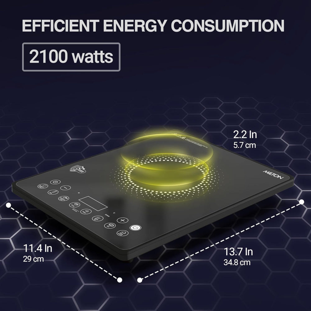 Milton Elio Elite 21.0 2100 Watts Portable Induction Cooktop | 5KV Surge Protection | Black