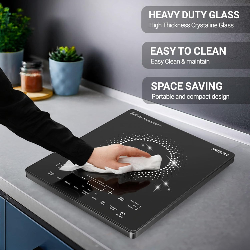 Milton Elio Elite 21.0 2100 Watts Portable Induction Cooktop | 5KV Surge Protection | Black