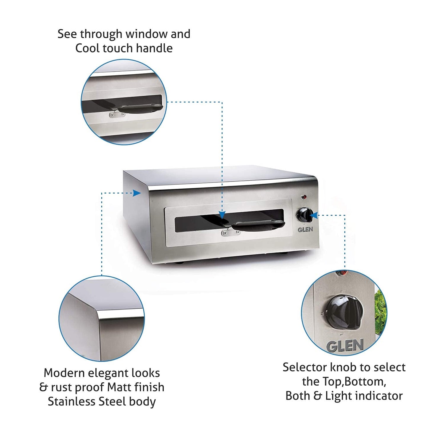 Glen Electric 1100 Watts Tandoor and Grill with Matt Finish | Stainless Steel Body | Silver