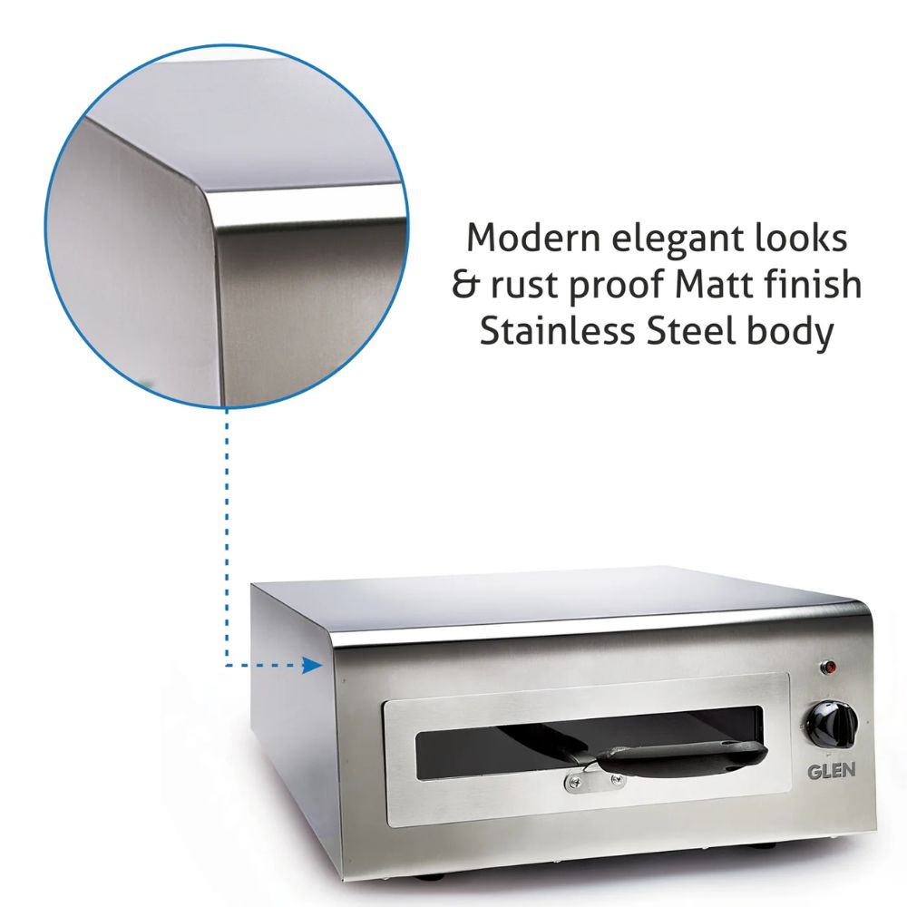 Glen Electric 1100 Watts Tandoor and Grill with Matt Finish | Stainless Steel Body | Silver