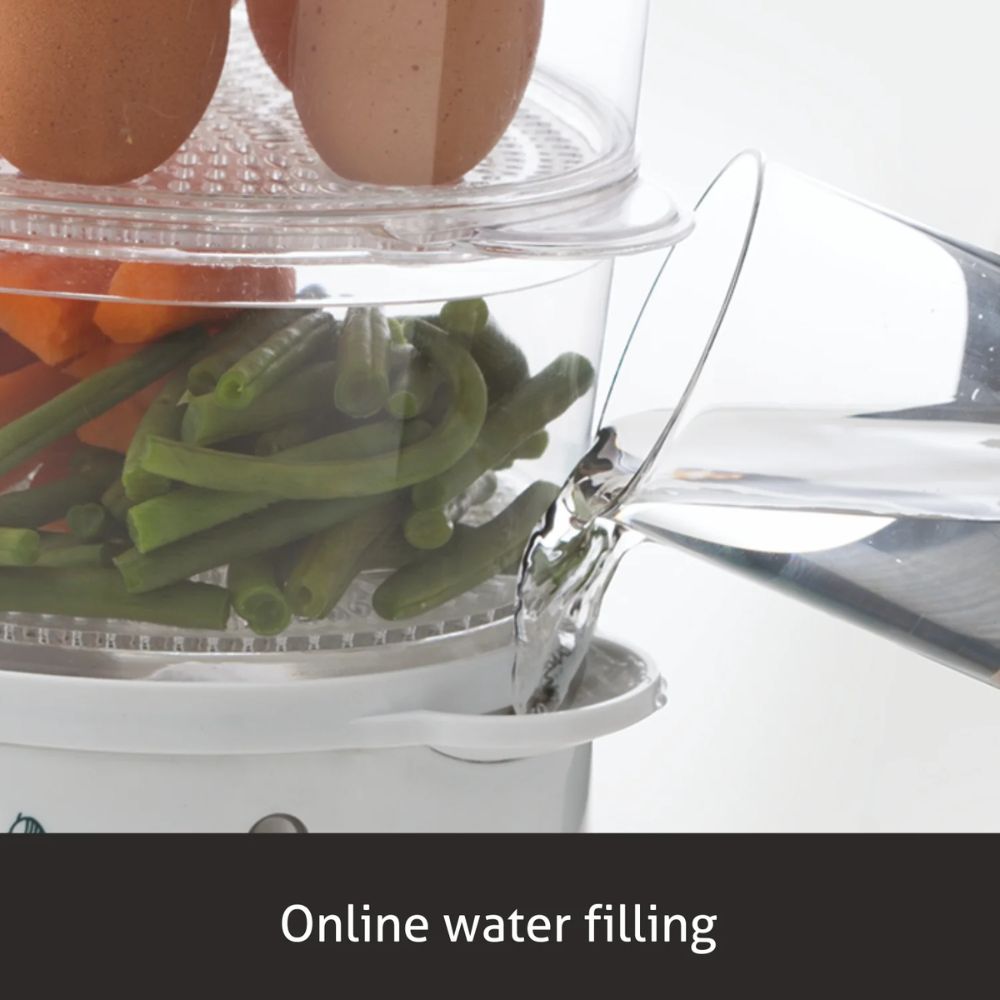 Glen Electric 900 Watts Food Steamer with 60 Minute Timer | 3 Food Grade Containers | White