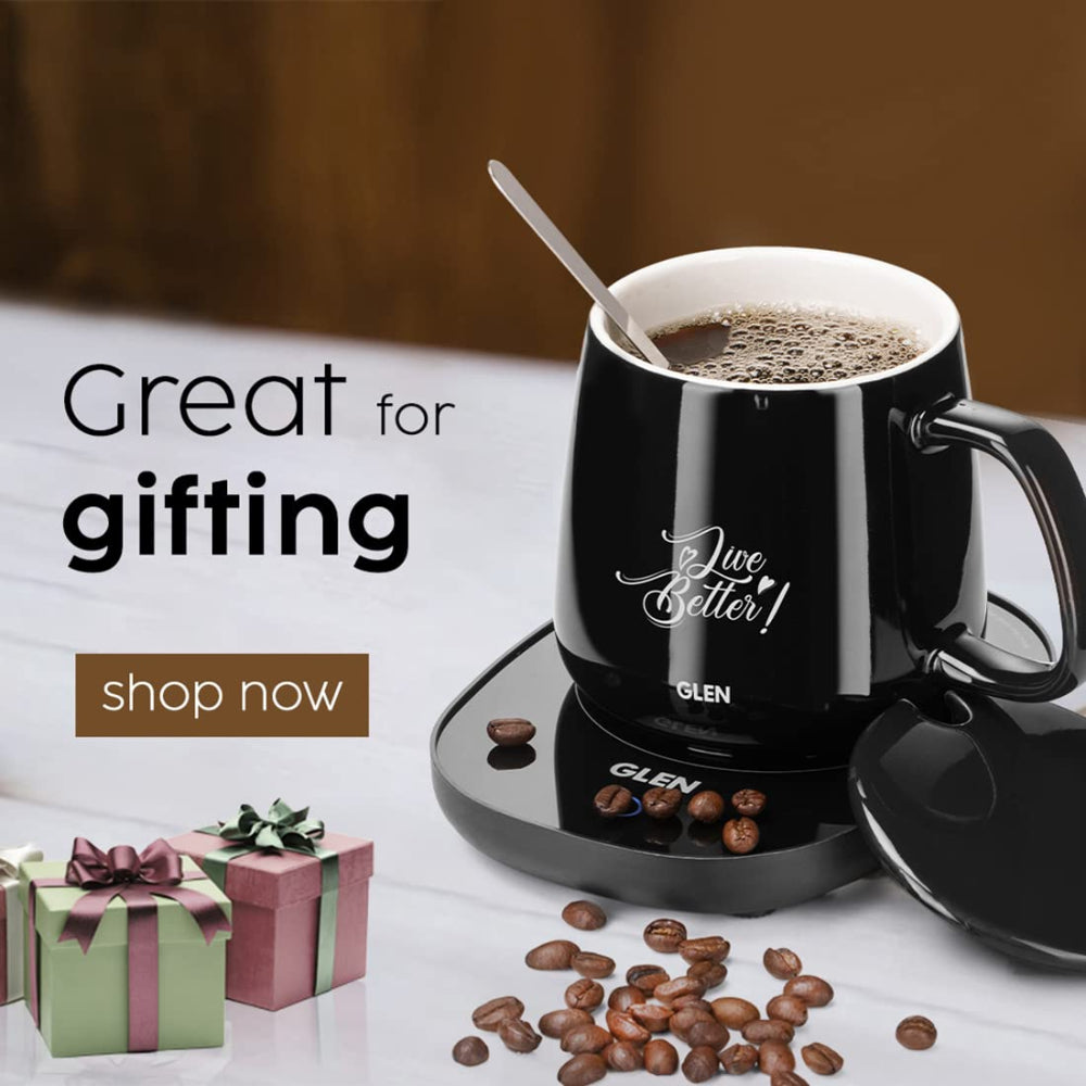 Glen Electric 16 Watts Coffee Mug Warmer Plate with Auto Shut Off and Heating Function | Black