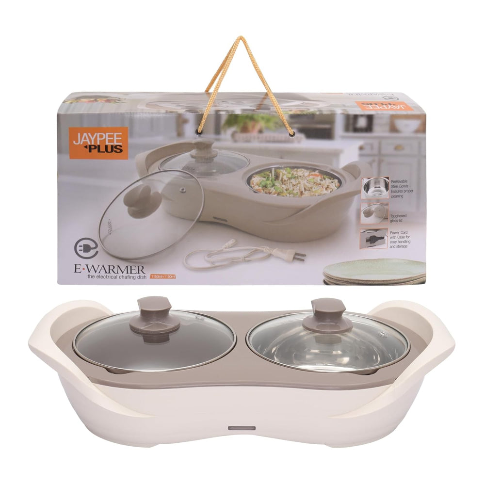 Jaypee Plus E- Warmer Stainless Steel Electric Casserole Set with Removable Containers | 2 in 1 Electric Bowl for Food Warmer & Buffet Server