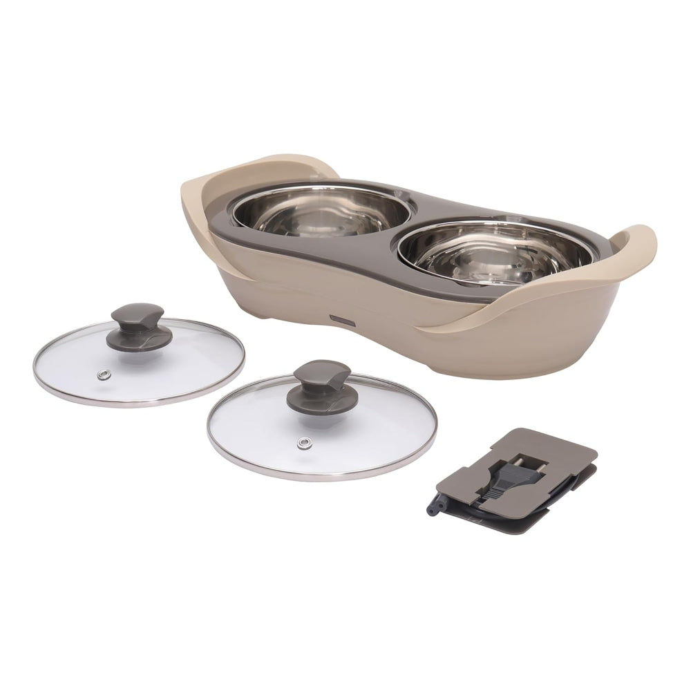 Jaypee Plus E- Warmer Stainless Steel Electric Casserole Set with Removable Containers | 2 in 1 Electric Bowl for Food Warmer & Buffet Server