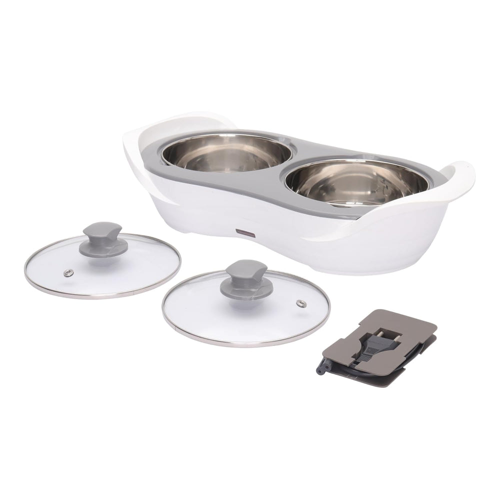 Jaypee Plus E- Warmer Stainless Steel Electric Casserole Set with Removable Containers | 2 in 1 Electric Bowl for Food Warmer & Buffet Server