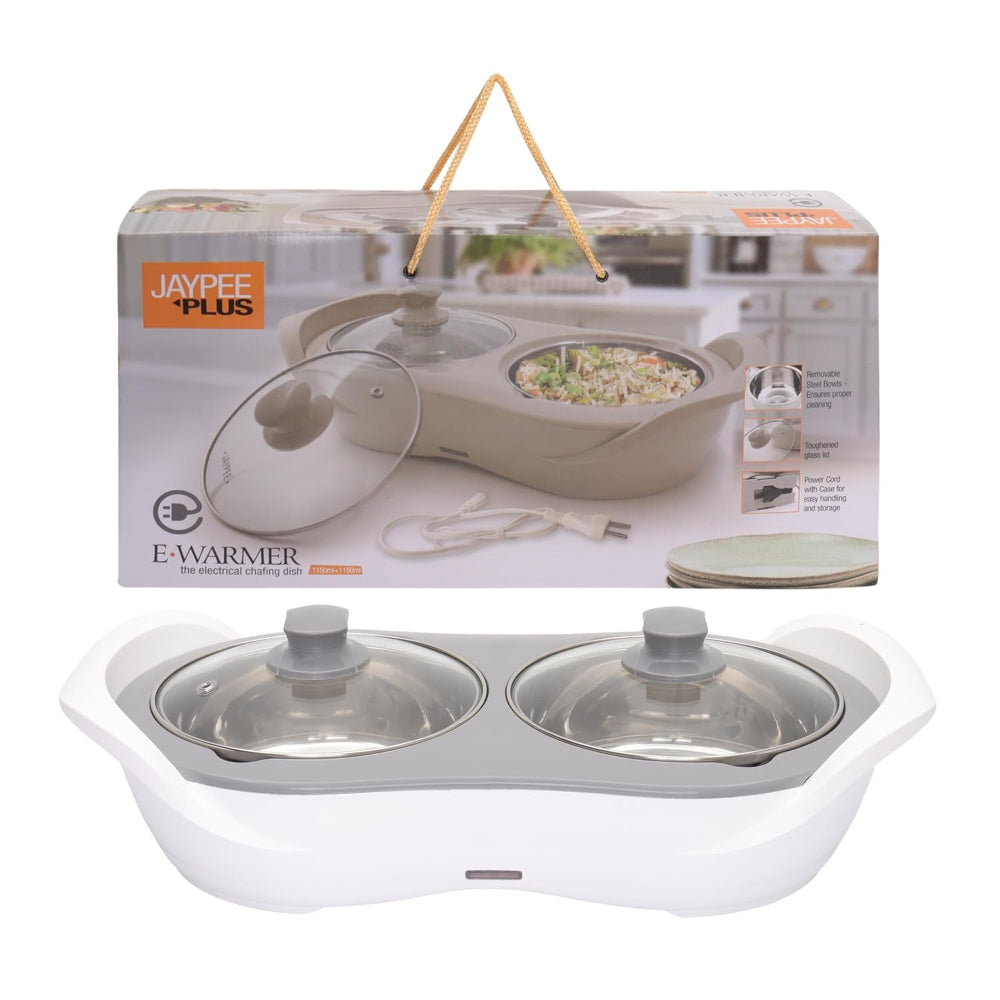 Jaypee Plus E- Warmer Stainless Steel Electric Casserole Set with Removable Containers | 2 in 1 Electric Bowl for Food Warmer & Buffet Server