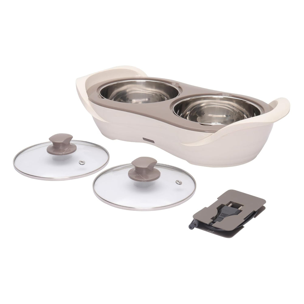 Jaypee Plus E- Warmer Stainless Steel Electric Casserole Set with Removable Containers | 2 in 1 Electric Bowl for Food Warmer & Buffet Server