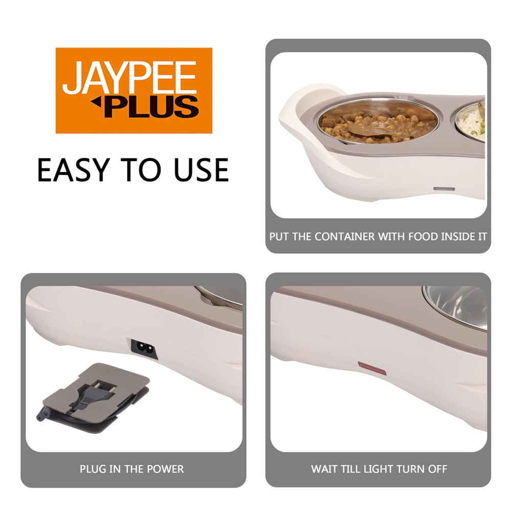 Jaypee Plus E- Warmer Stainless Steel Electric Casserole Set with Removable Containers | 2 in 1 Electric Bowl for Food Warmer & Buffet Server