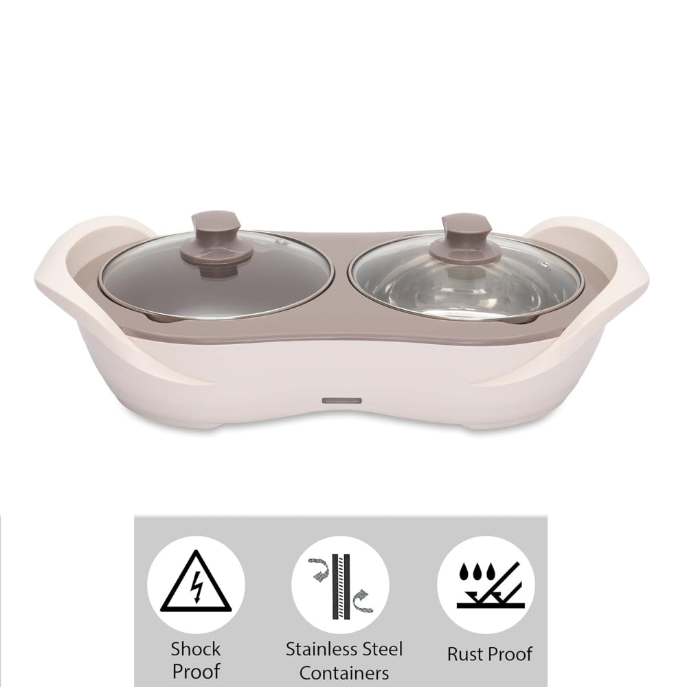 Jaypee Plus E- Warmer Stainless Steel Electric Casserole Set with Removable Containers | 2 in 1 Electric Bowl for Food Warmer & Buffet Server
