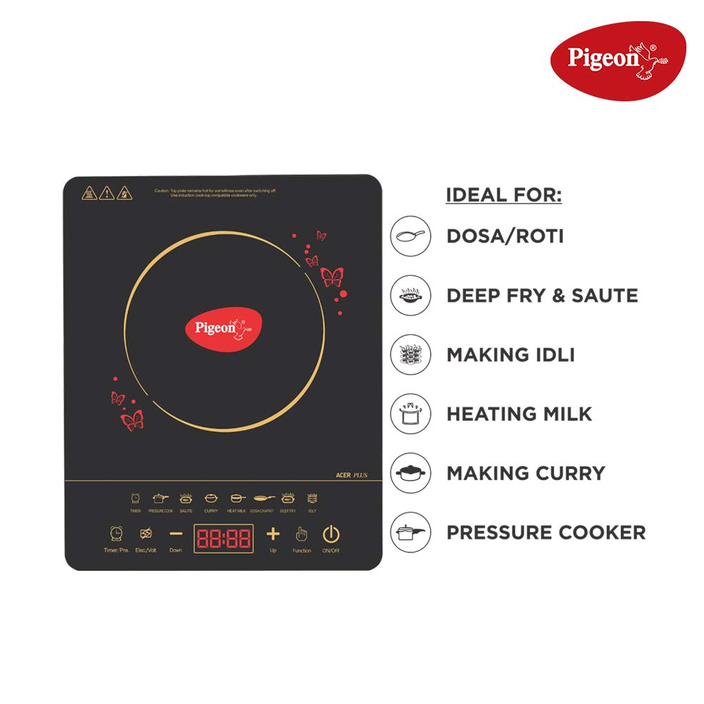 Pigeon Acer Plus Induction Cooktop 1800 watts with Feather touch control | Black