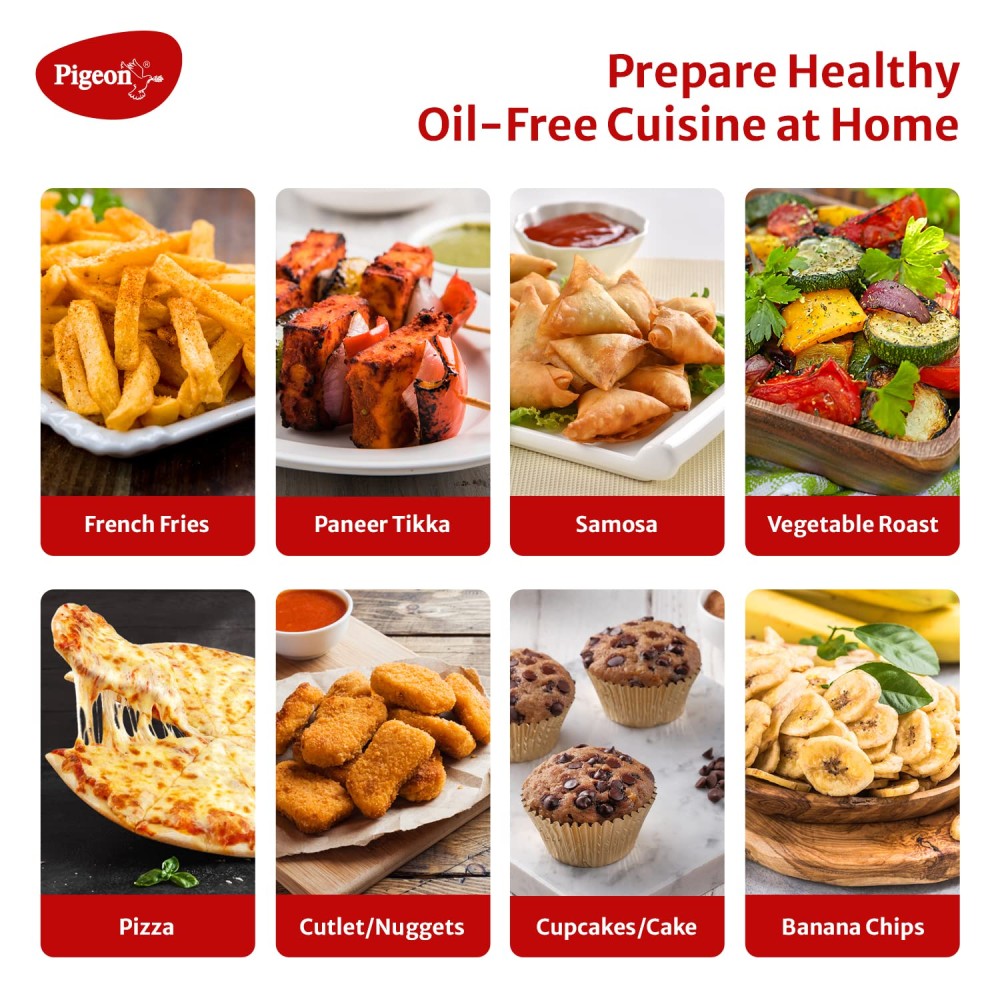 Pigeon Healthifry Plus 1400 Watt 4.2 Litre Digital Air Fryer | 360° High Speed Air Circulation Technology | Purple