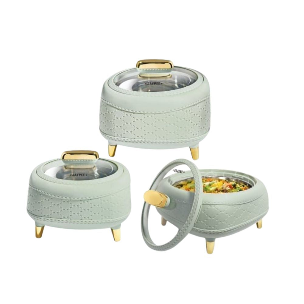 Jaypee Kingston Klass Insulated Casserole Set with Glass Lid | Set of 3 Pcs