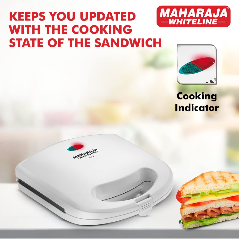 Maharaja Whiteline 2 Slice 750 Watts Grill Sandwich Maker | White
