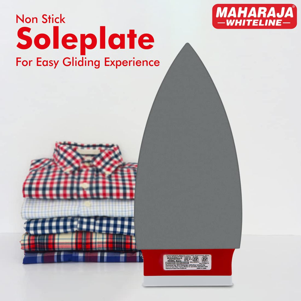 Maharaja Whiteline Sleek 1000 Watt Dry Iron | White & Red