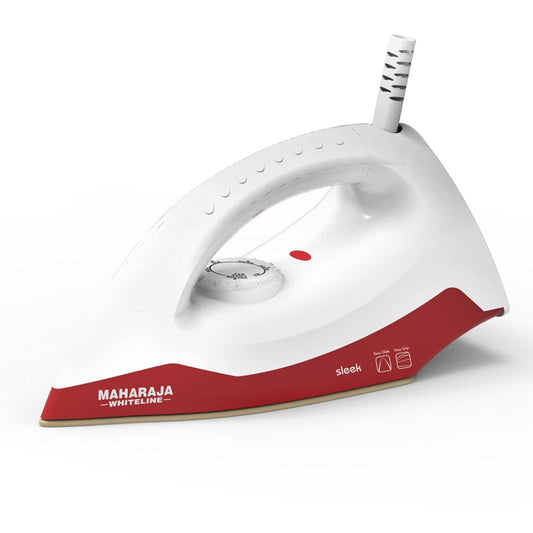 Maharaja Whiteline Sleek 1000 Watt Dry Iron | White & Red
