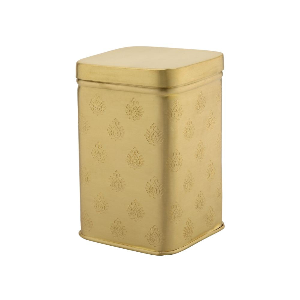 LaCoppera Pure Brass 1250 ML Cube Mor Dabba | Spice & Snack Container | 1 Pc