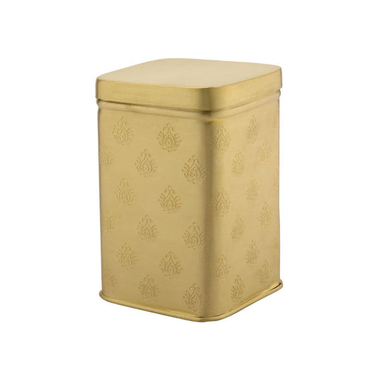 LaCoppera Pure Brass 1250 ML Cube Mor Dabba | Spice & Snack Container | 1 Pc