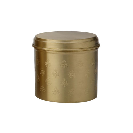 LaCoppera Pure Brass Mor Round Dabba | Spice & Snack Container | 1 Pc