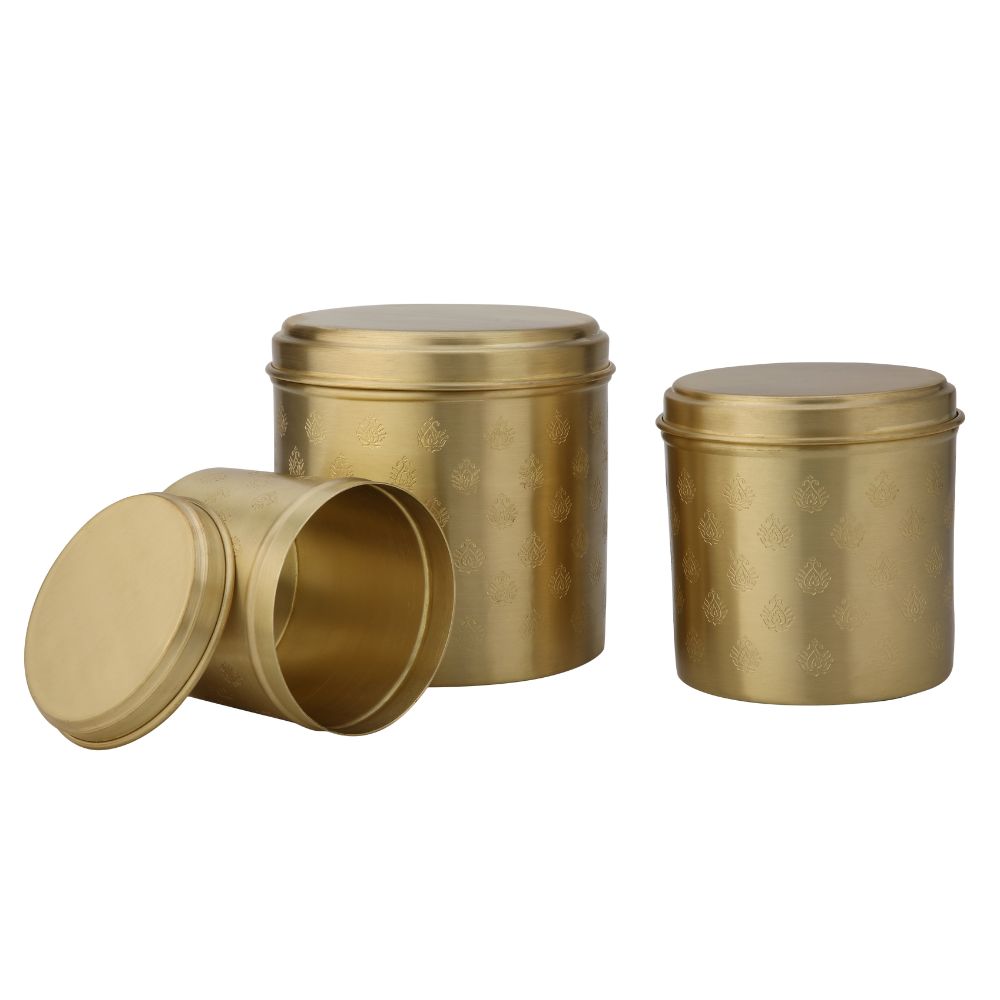LaCoppera Pure Brass Mor Round Dabba | Spice & Snack Container | 1 Pc