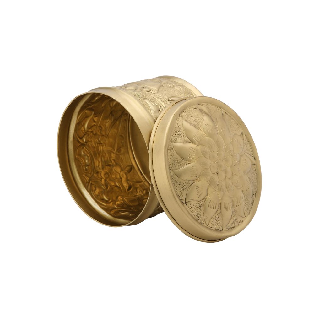 LaCoppera Pure Brass Nikashi Dabba | Spice & Snack Container | 1 Pc