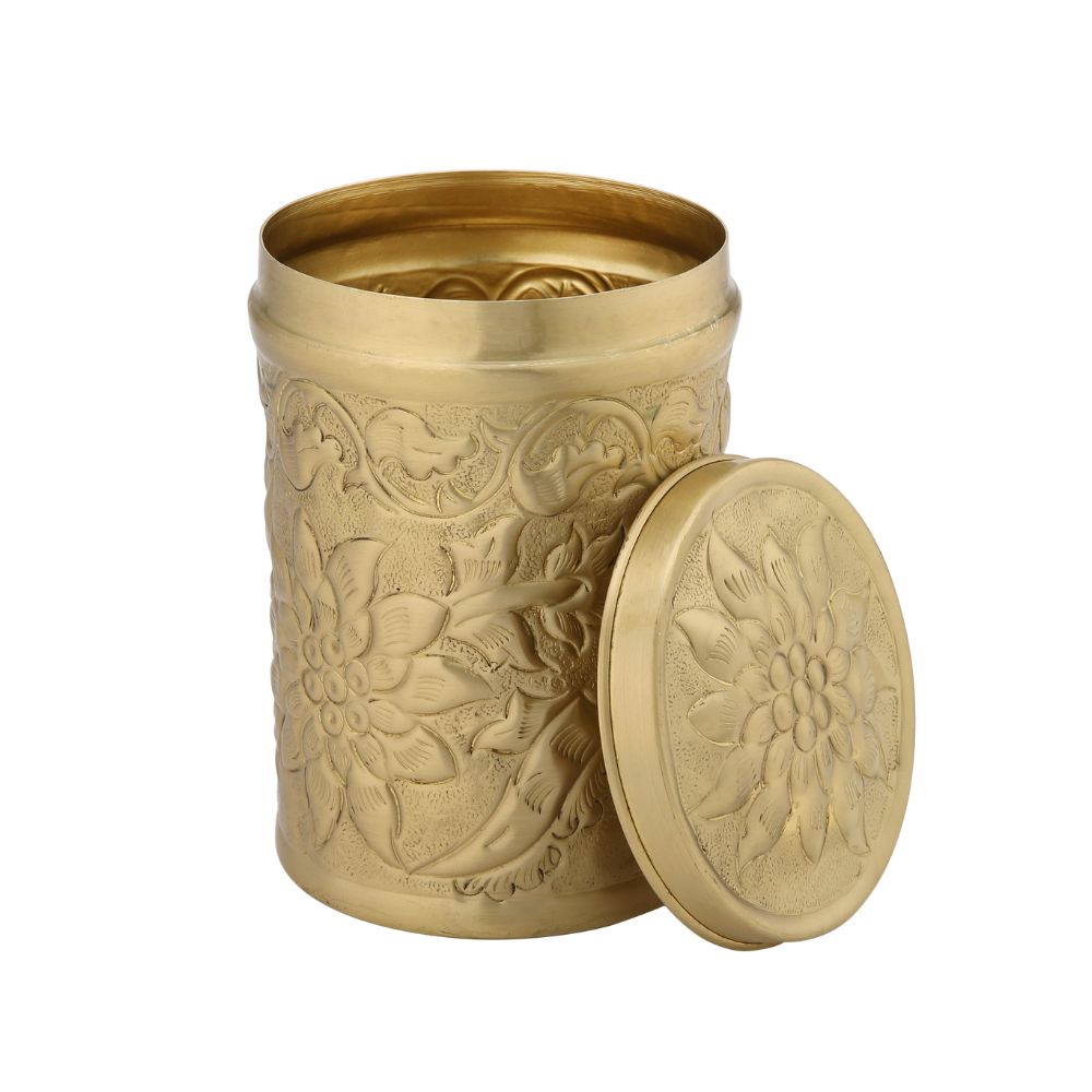 LaCoppera Pure Brass Nikashi Dabba | Spice & Snack Container | 1 Pc
