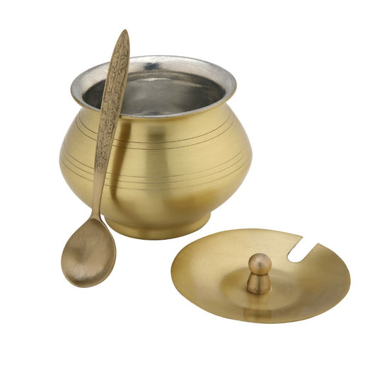 Lacoppera Brass Sundara 400 ML Ghee Pot with Serving Spoon | Golden