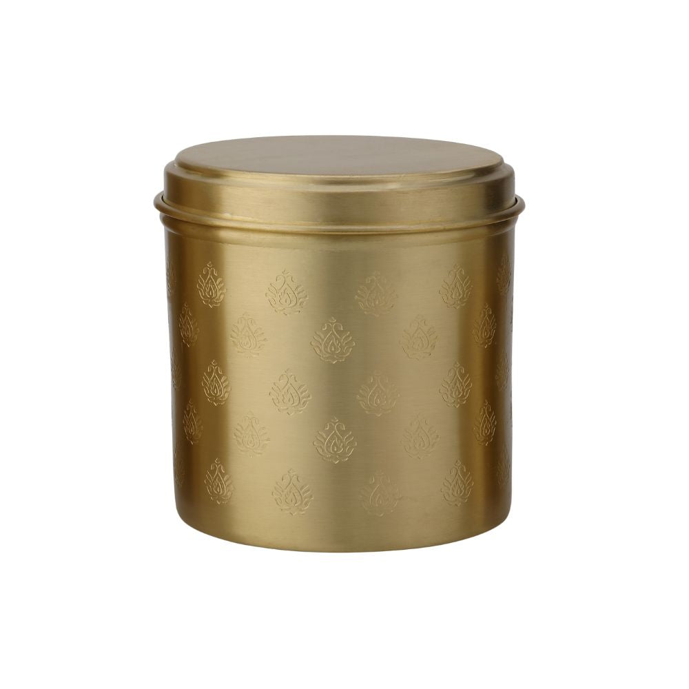 LaCoppera Pure Brass Mor Round Dabba | Spice & Snack Container | 1 Pc
