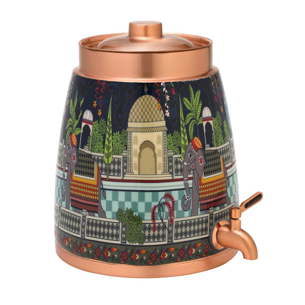LaCoppera Copper Barni Elle The King 8 Liter Matka | Water Pot | Water Dispenser